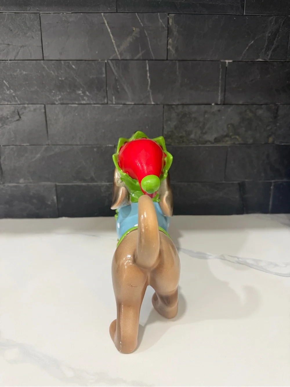 Festive Dachshund Dog Figurine Christmas Decor - Blue & Red